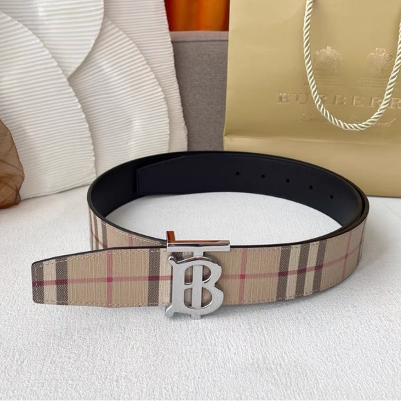 Burberry Beige and Black Plaid Belt - Picture 1 of 5